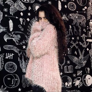 Pink fuzzy sweater